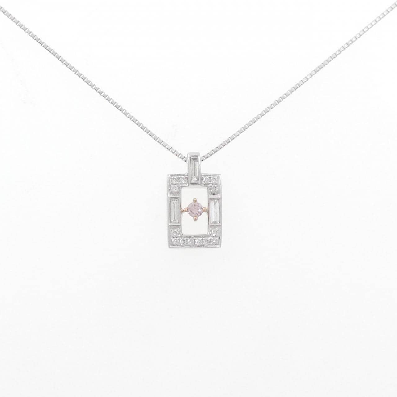 K18PG/K18WG Pink diamond necklace 0.03CT