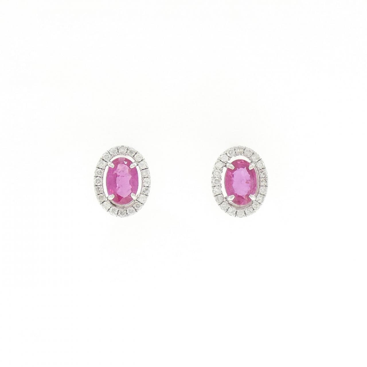 K18WG ルビー ピアス 1.01CT