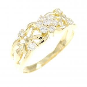 K18YG フラワー ダイヤモンド リング 0.23CT