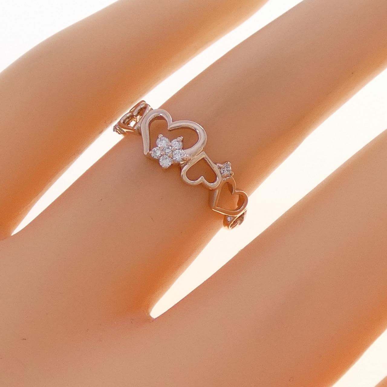 K10PG ハート ダイヤモンド リング