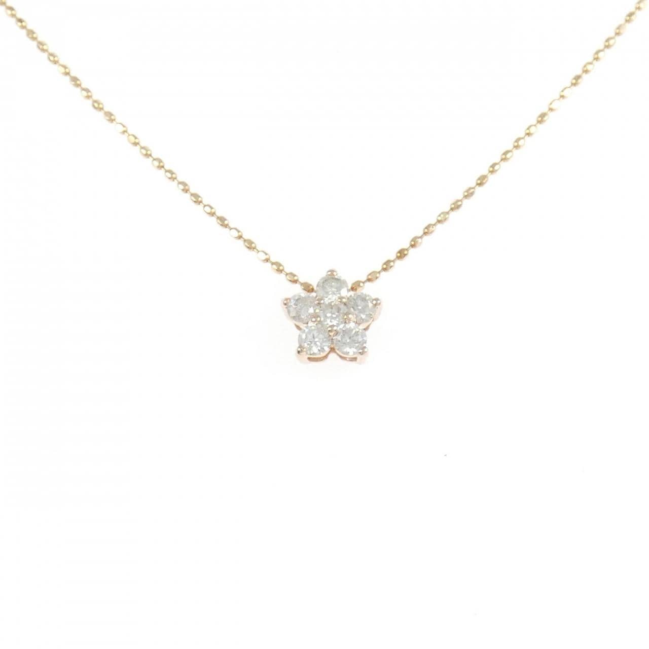 K10PG フラワー ダイヤモンド ネックレス 0.26CT
