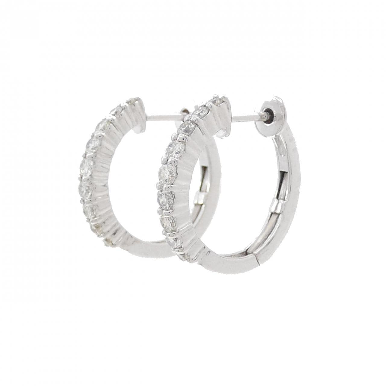 K18WG フープ ダイヤモンド ピアス 0.50CT