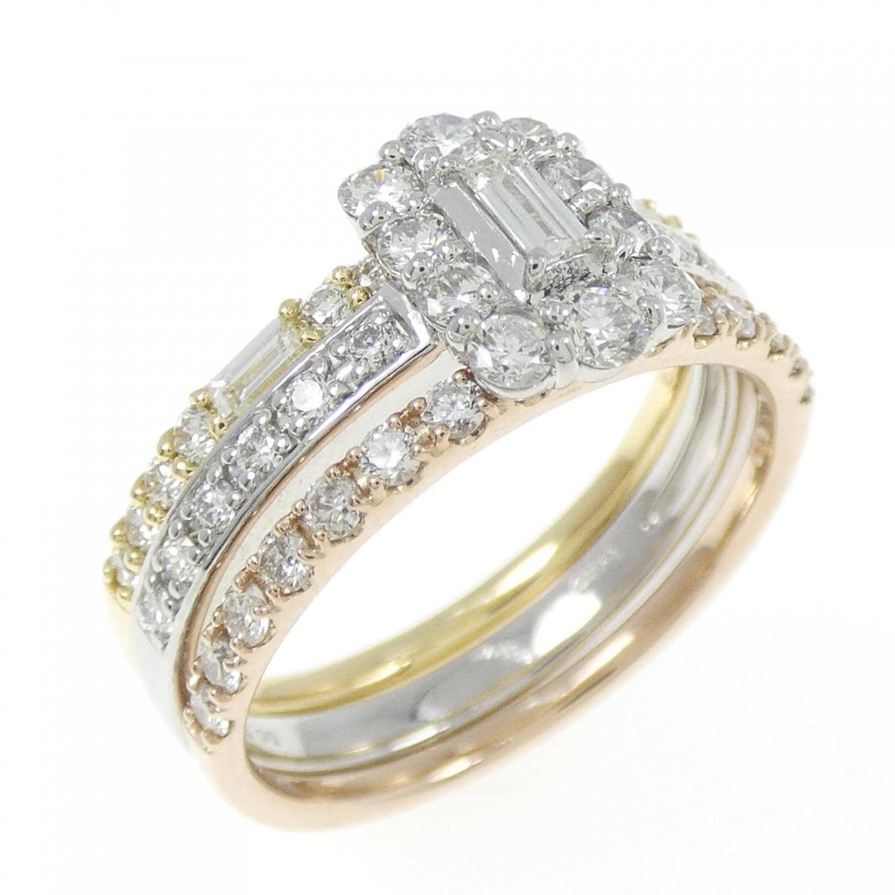 【新品】PT900/K18YG/K18PG ダイヤモンド リング 0.50CT