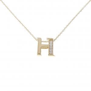 K18YG イニシャルH ダイヤモンド ネックレス 0.05CT