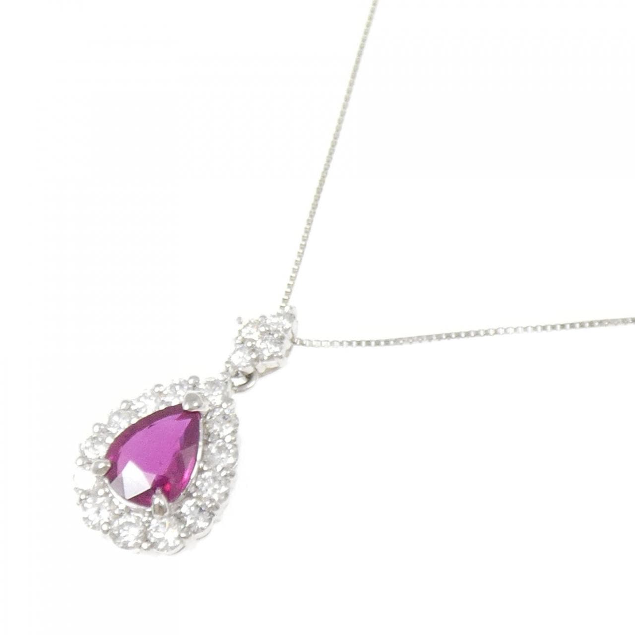 PT900/PT850 ルビー ネックレス 1.100CT