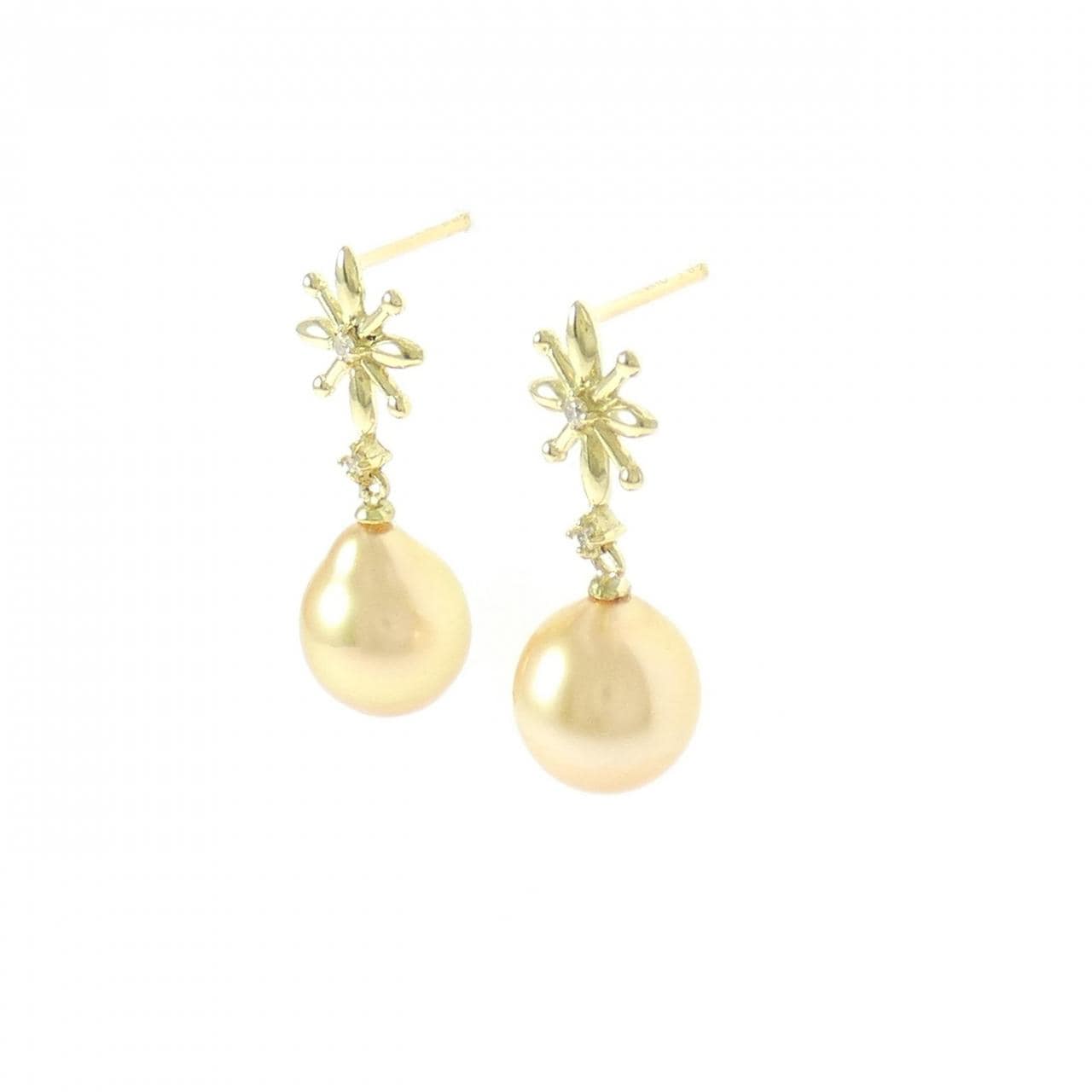 K18YG 白蝶パール ピアス 8.5mm