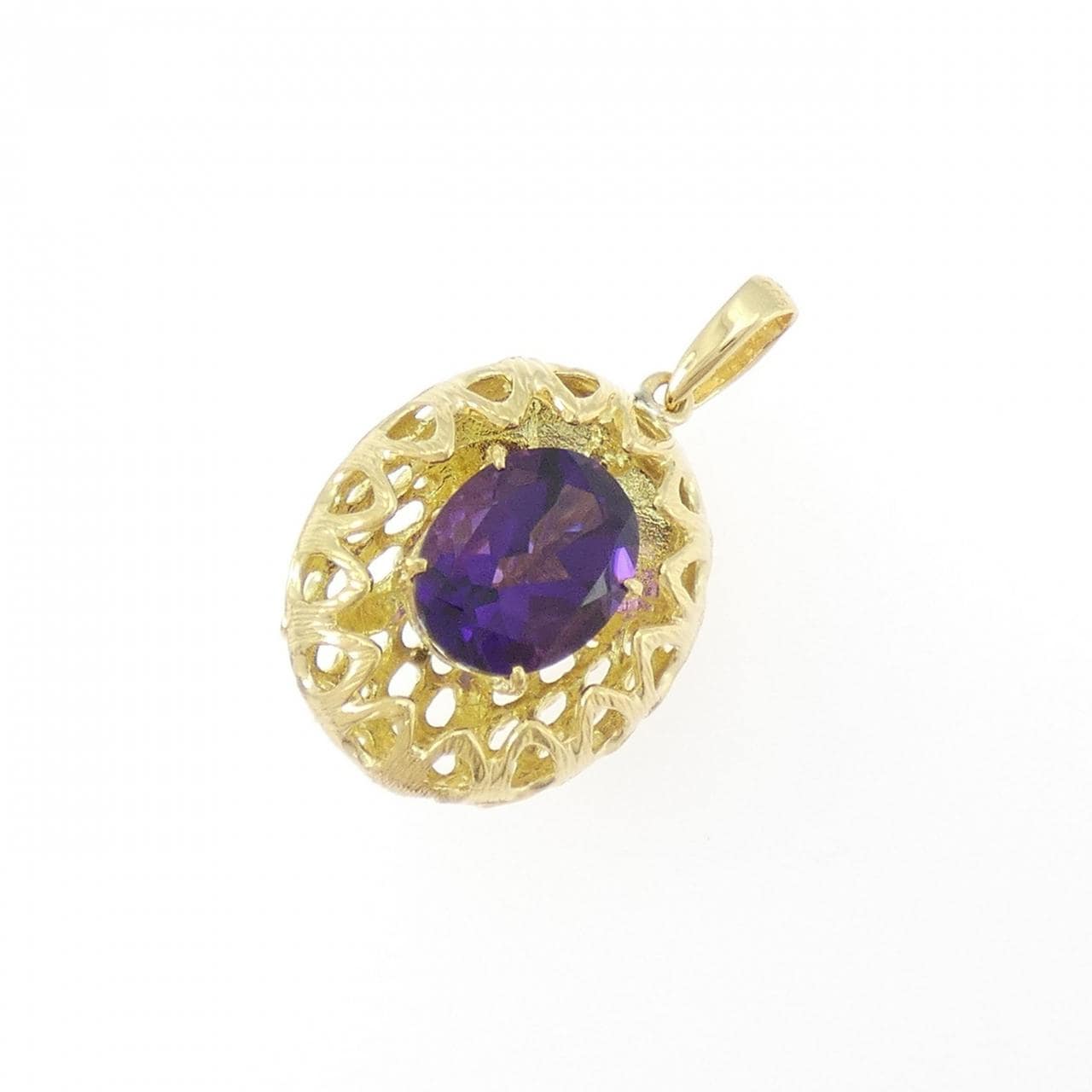 K18YG フクロウ アメジスト ペンダント 2.80CT