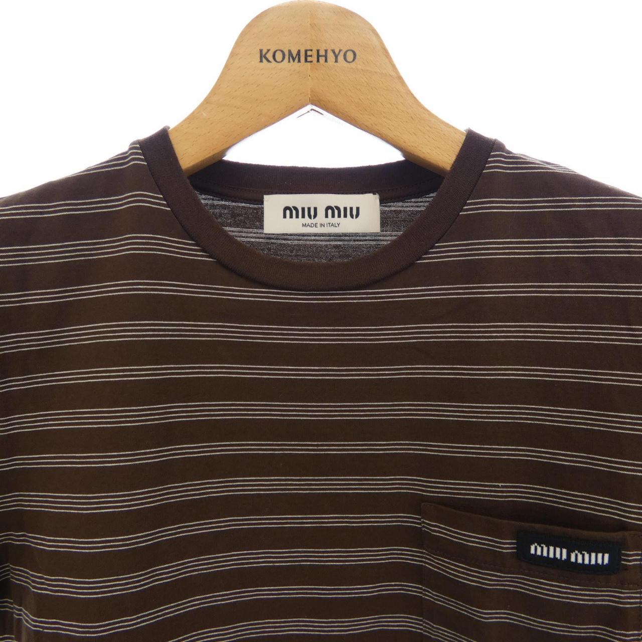 ミュウミュウ MIU MIU MIU MIU ロゴ ジャージー Tシャツ MJN537 SOOO 14RT Tシャツ