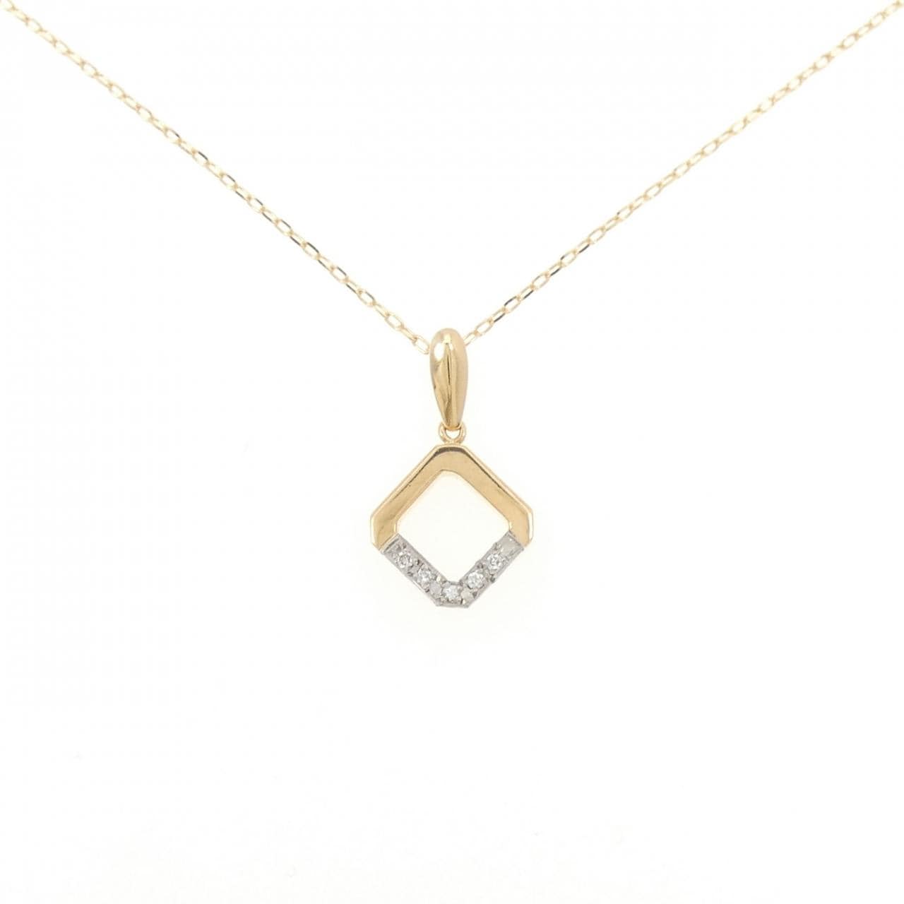 K18YG/PT900 ダイヤモンド ネックレス 0.03CT
