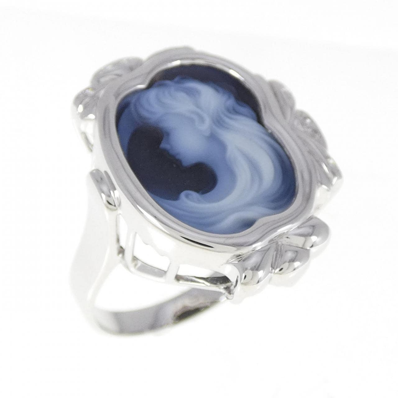 K14WG Agate Cameo Ring