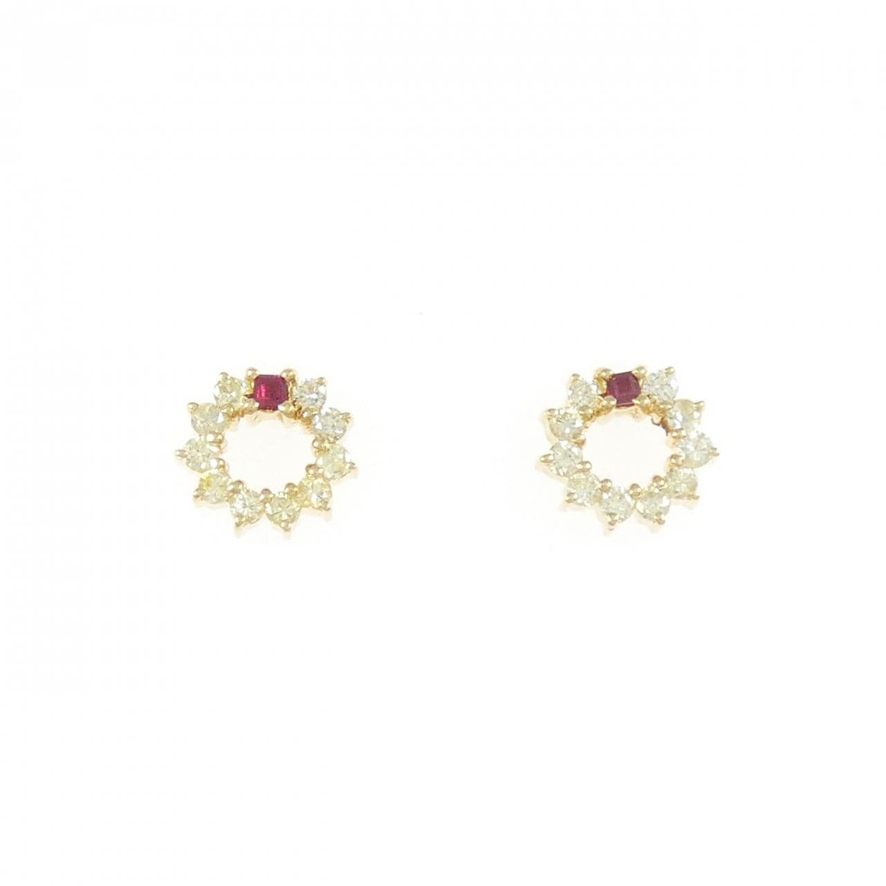 K18YG ルビー ピアス 0.06CT