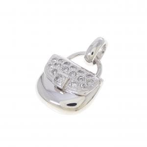 K18WG バッグ ダイヤモンド ペンダント 0.04CT