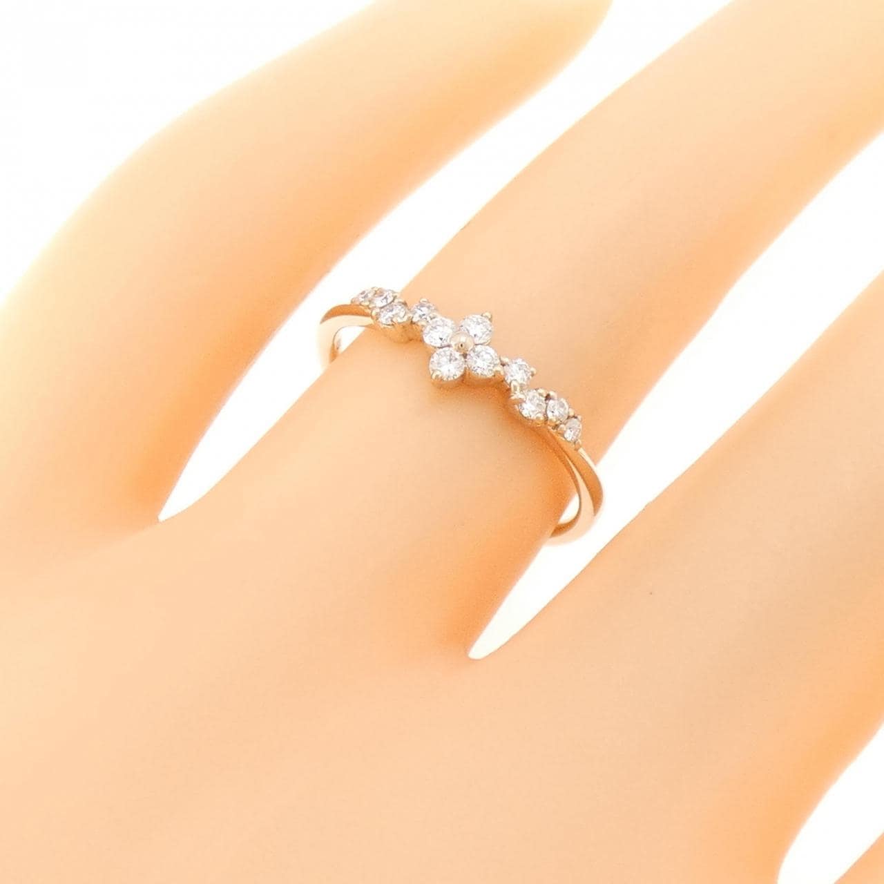 K18PG フラワー ダイヤモンド リング 0.17CT