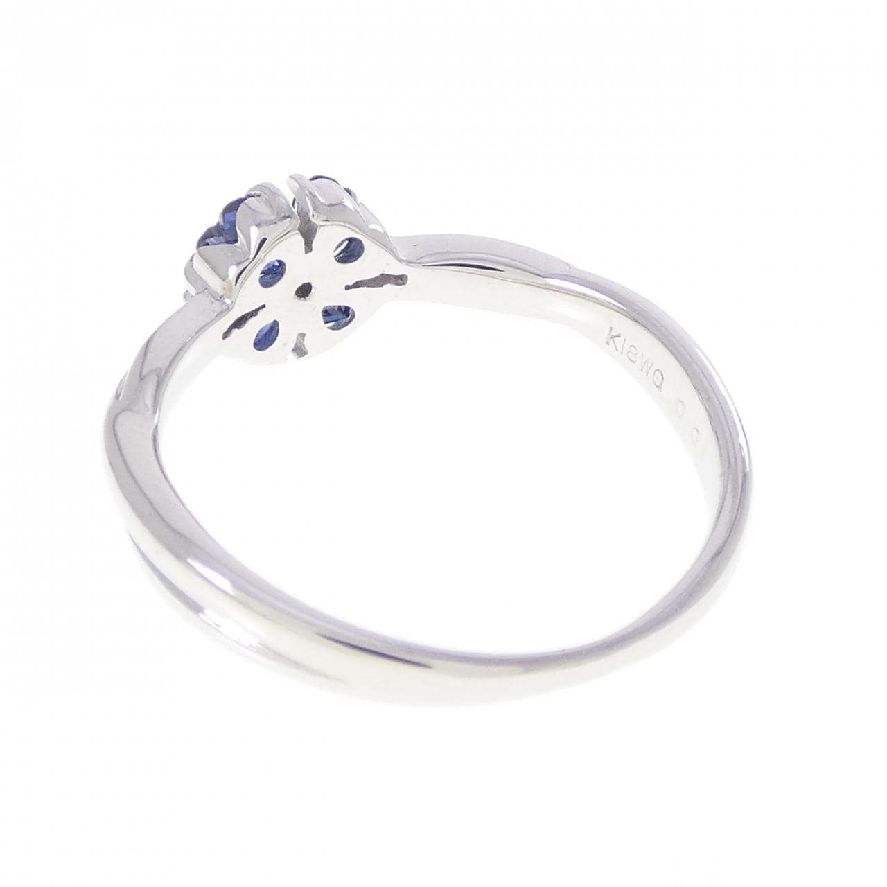 K18WG フラワー×ハート サファイヤ リング 0.45CT