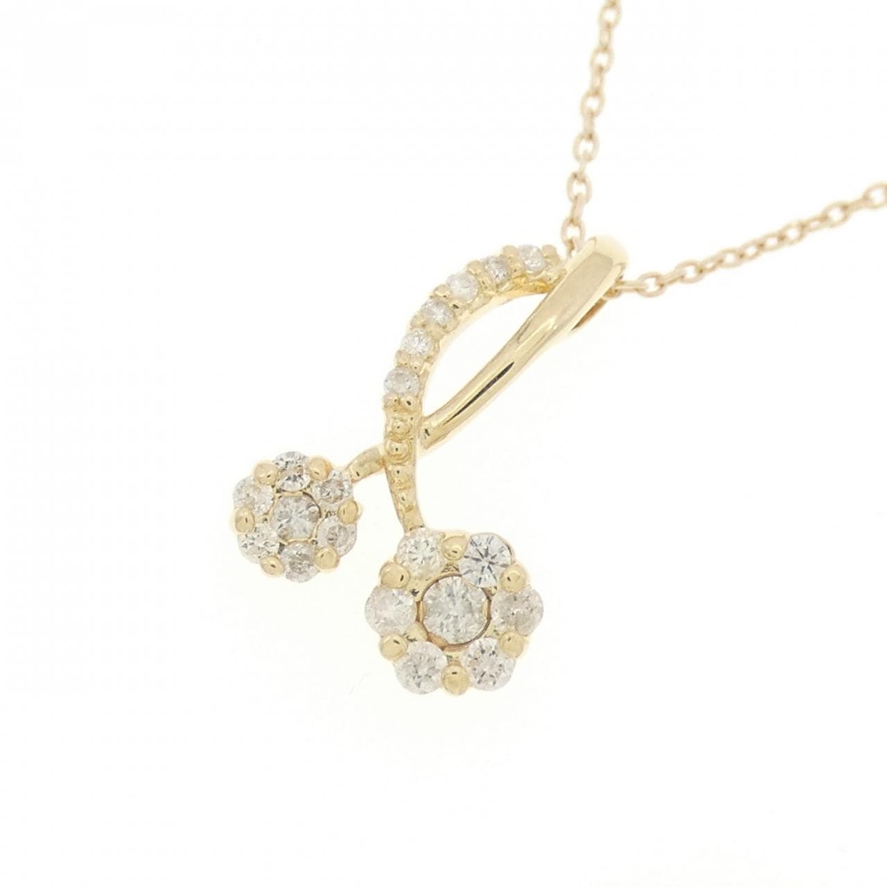 K10YG フラワー ダイヤモンド ネックレス 0.23CT