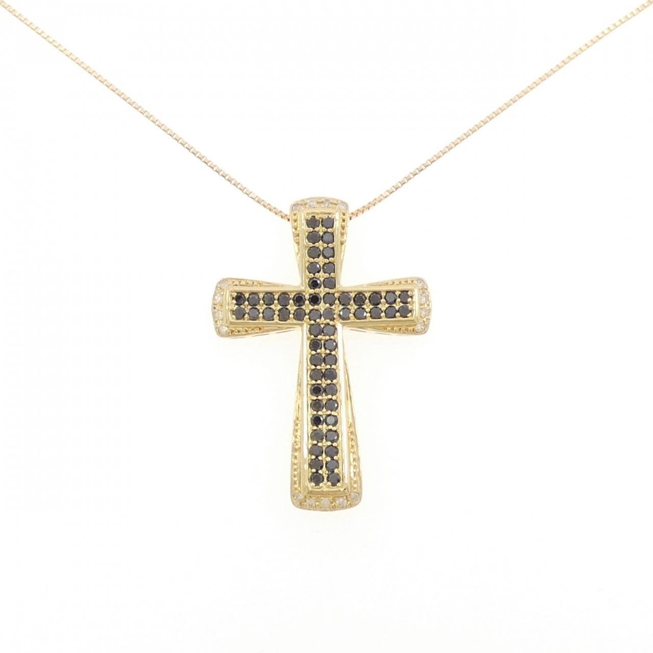 K18YG クロス ダイヤモンド ネックレス 1.04CT