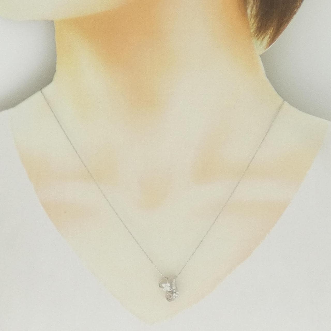 K18WG イニシャルY ダイヤモンド ネックレス 0.18CT