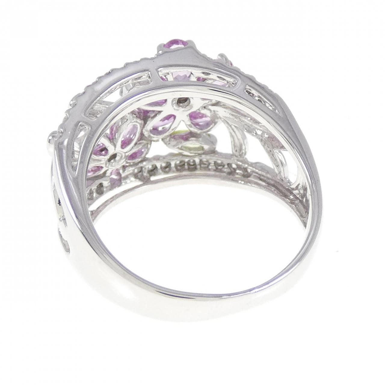 K14WG Flower Color Stone Ring