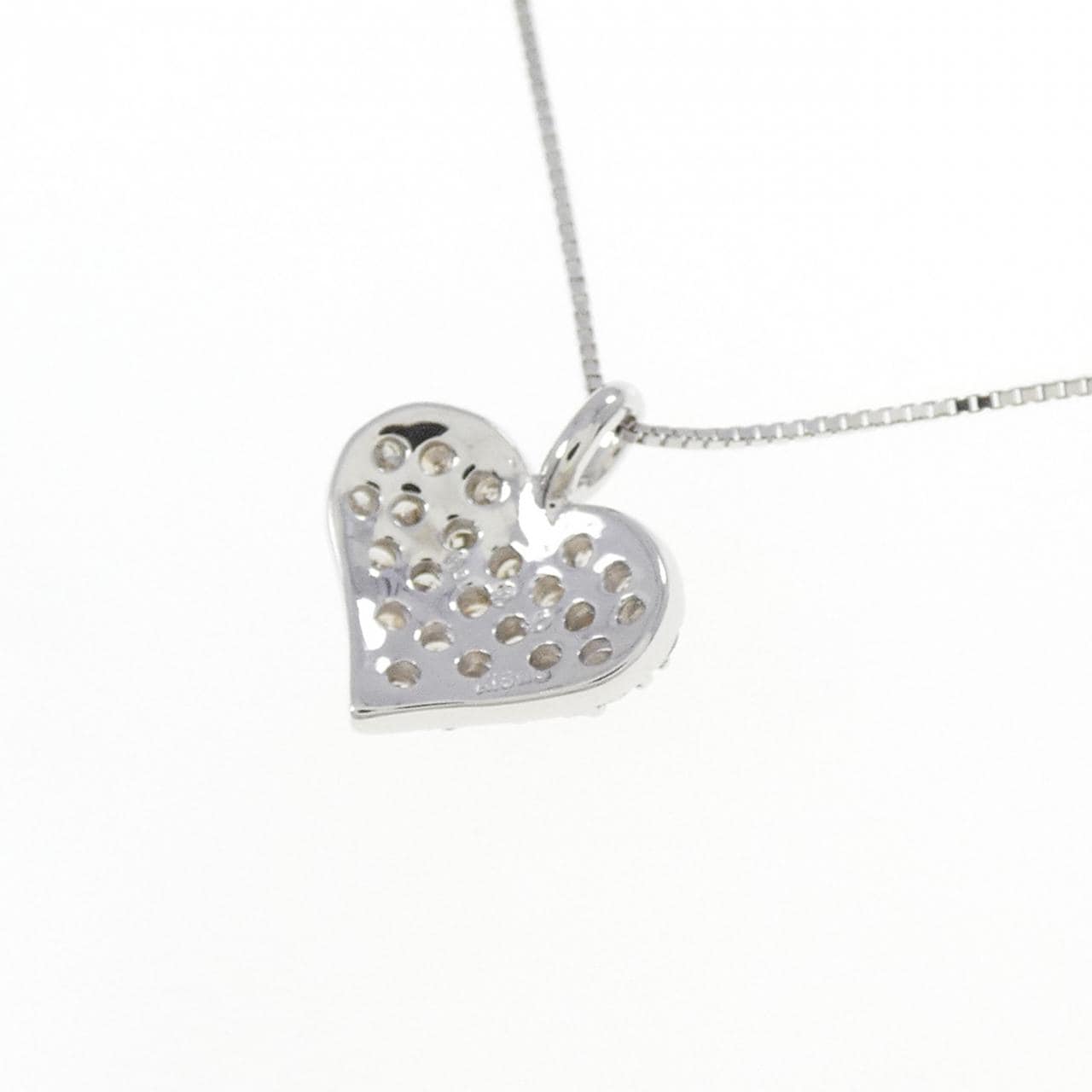 K18WG ハート パヴェ ダイヤモンド ネックレス 0.20CT