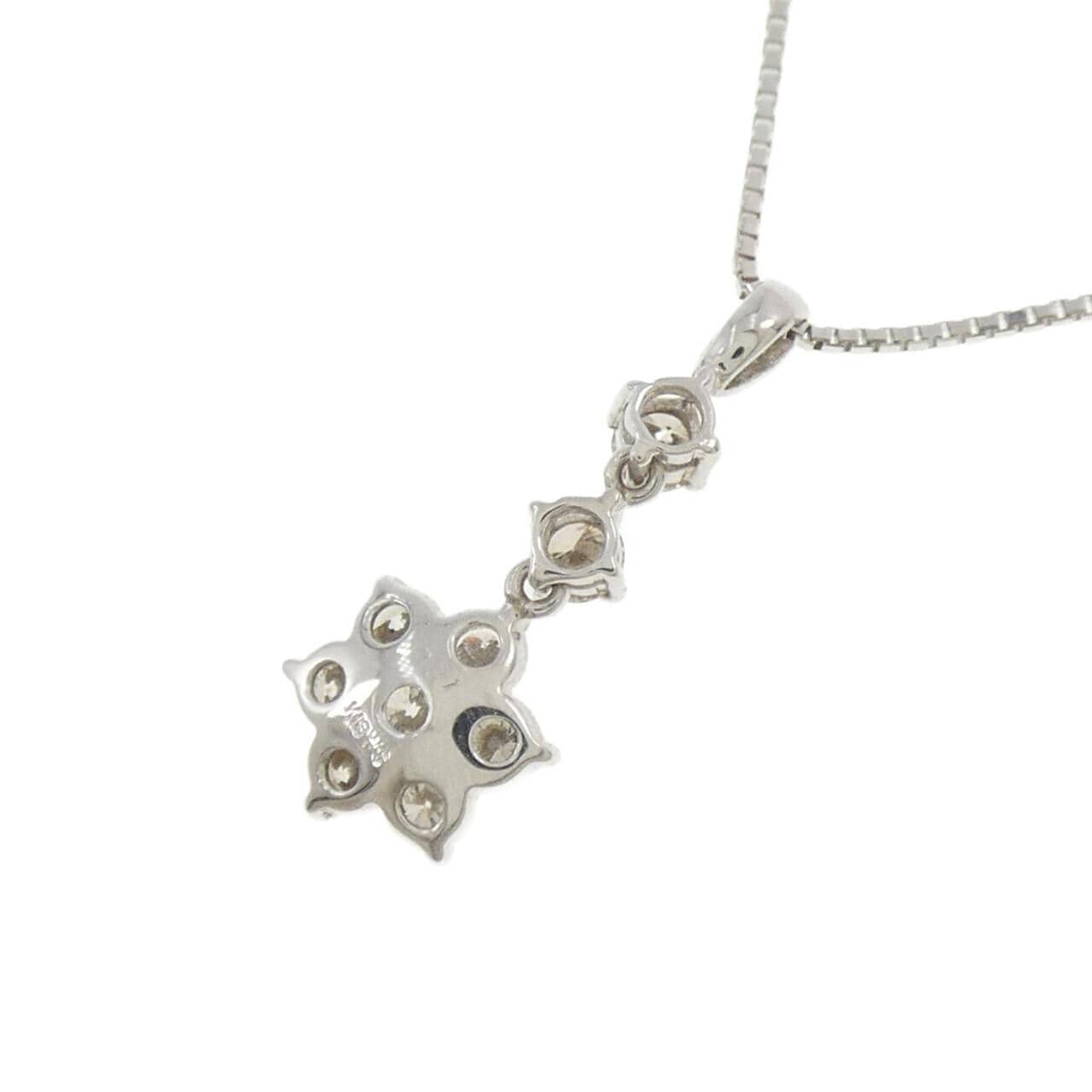 K18WG フラワー ダイヤモンド ネックレス 0.51CT