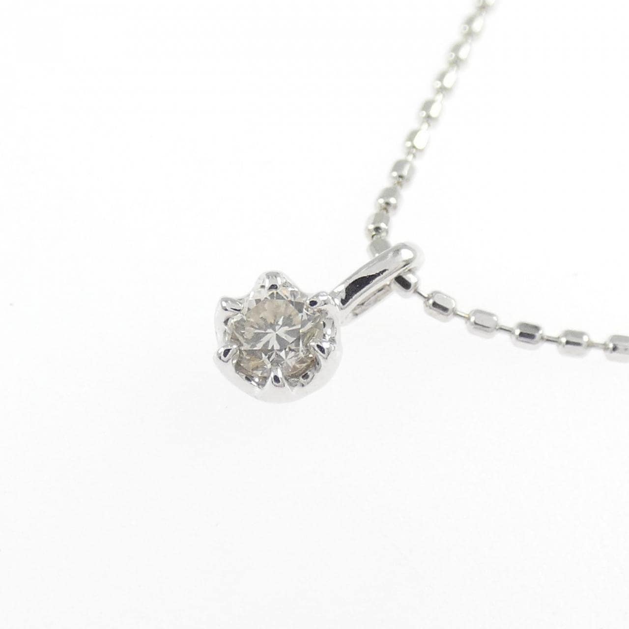 K18WG ソリティア ダイヤモンド ネックレス 0.07CT