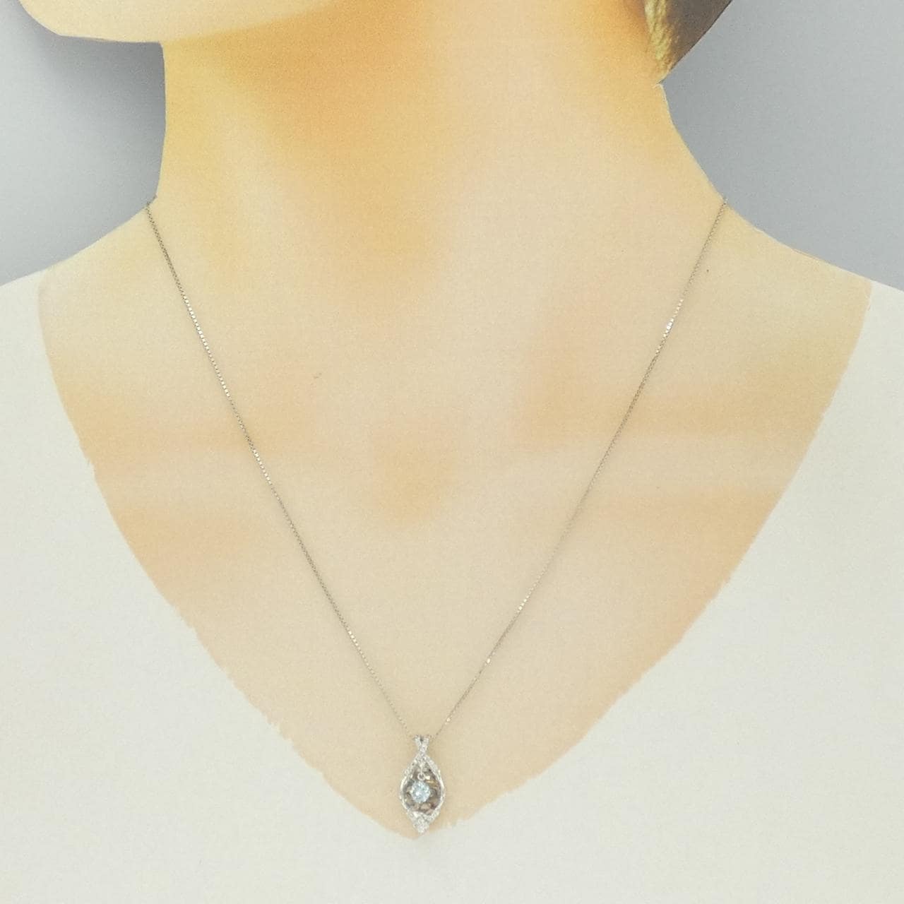 K18WG ダイヤモンド ネックレス 0.17CT