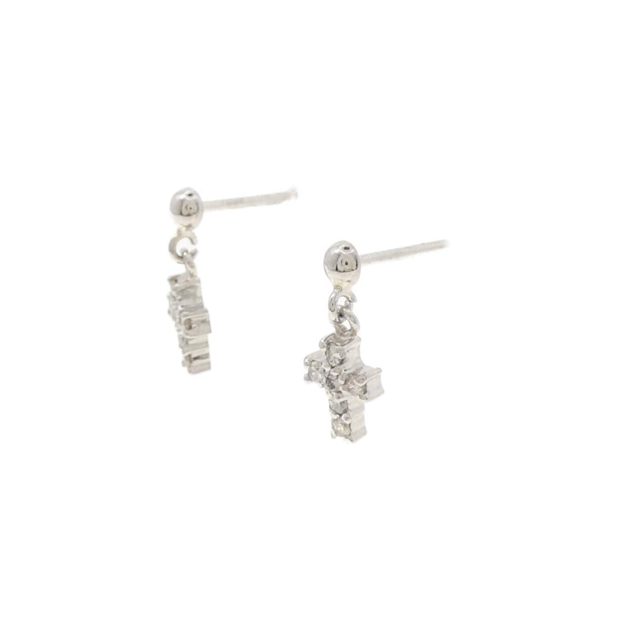 PT900 クロス ダイヤモンド ピアス 0.12CT