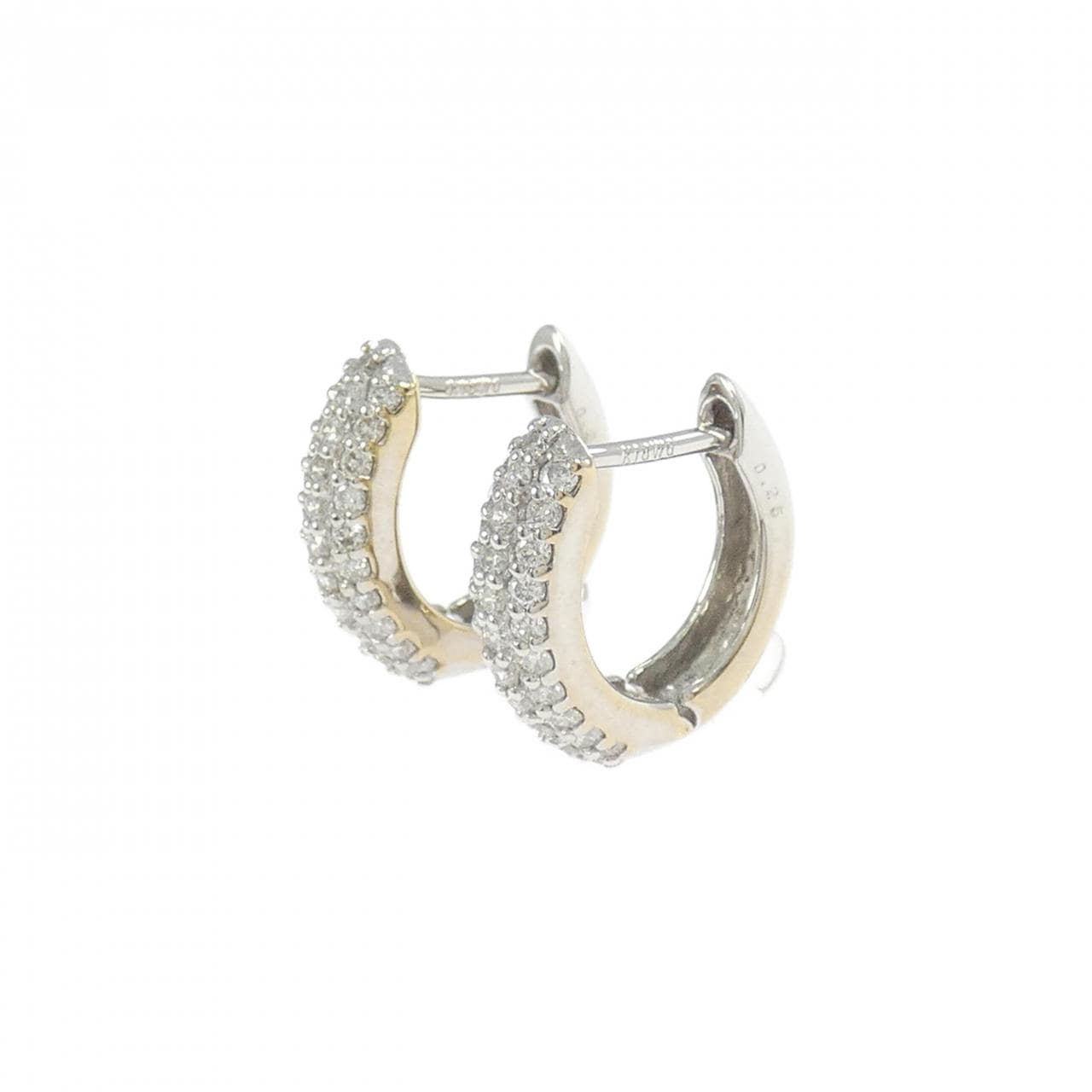 K18WG パヴェ ダイヤモンド フープ ピアス 0.50CT