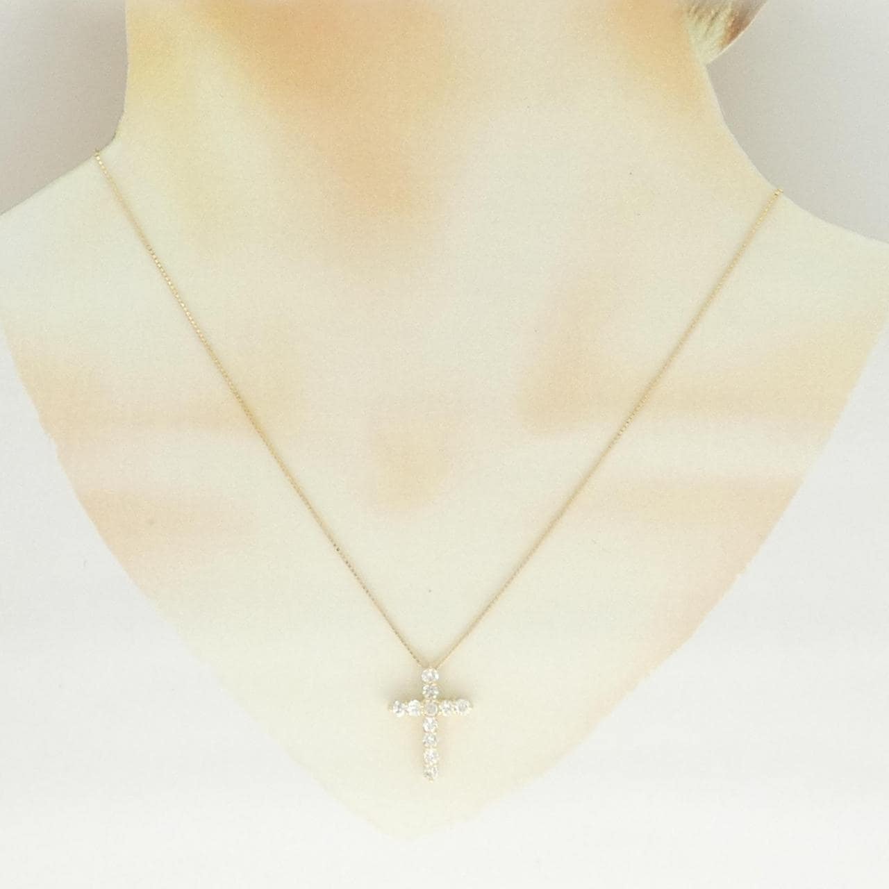 K18YG クロス ダイヤモンド ネックレス 1.00CT