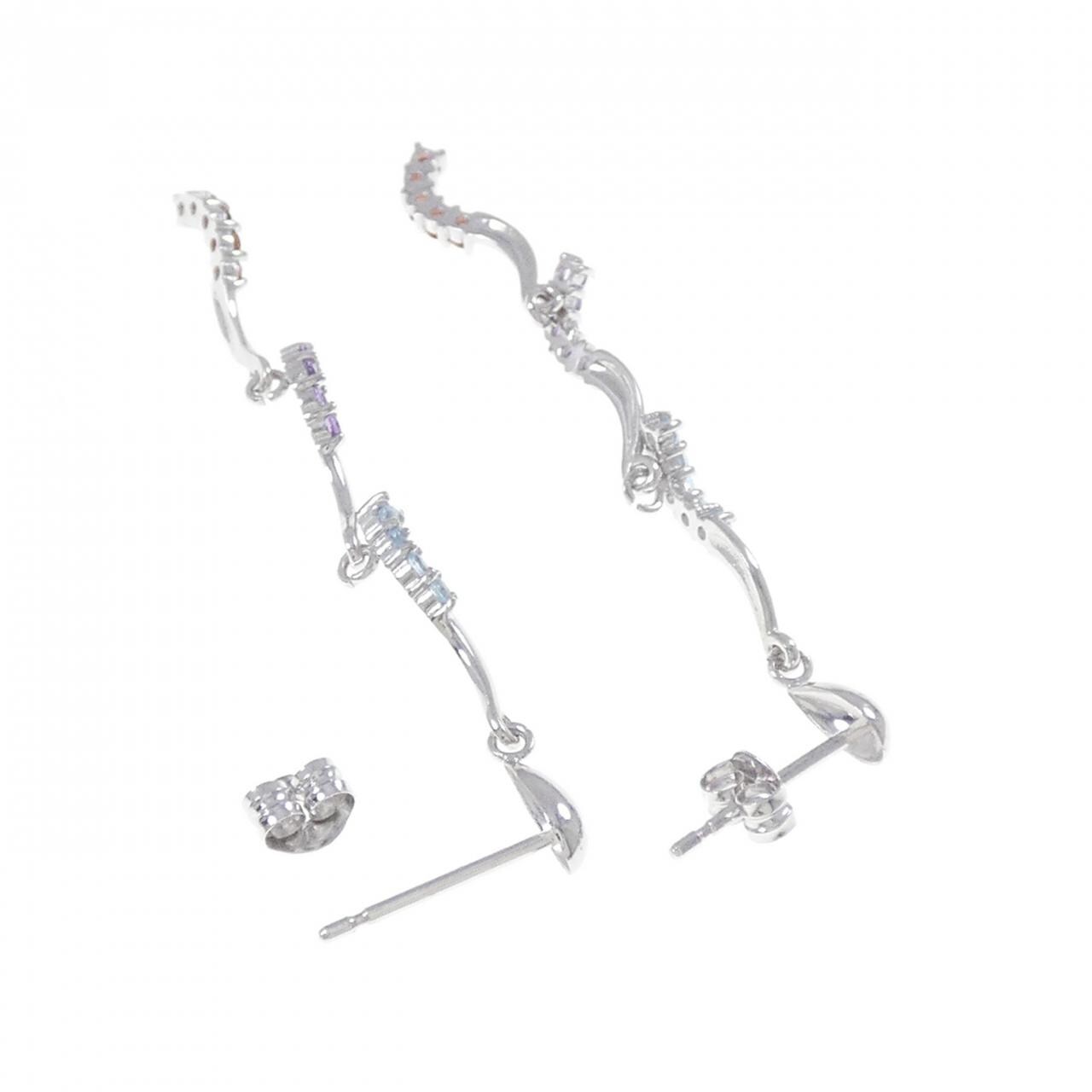 K18WG カラーストーン ピアス