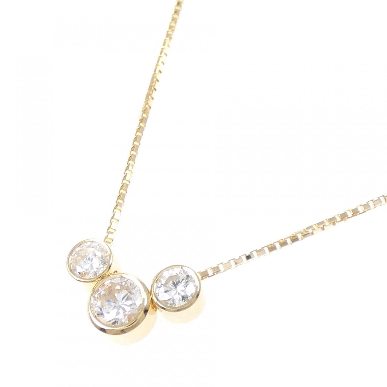 K18YG スリーストーン ダイヤモンド ネックレス 0.51CT