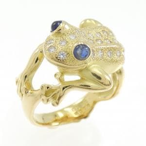 K18YG フロッグ サファイヤ リング 0.18CT