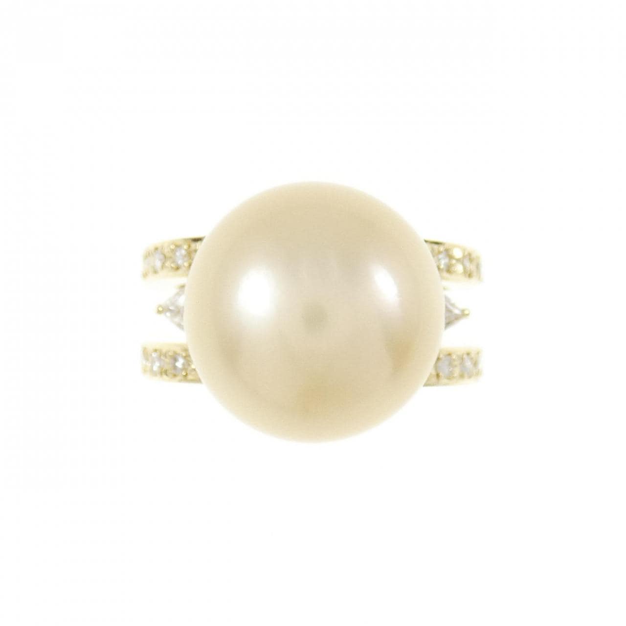 K18YG White Butterfly Pearl Ring 13.0mm