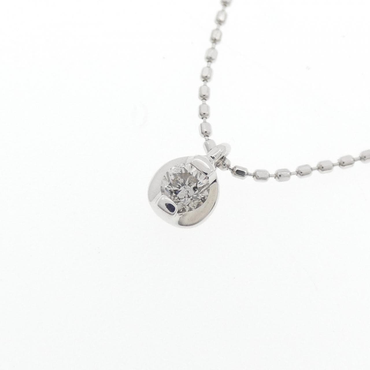 K10WG ソリティア ダイヤモンド ネックレス 0.10CT