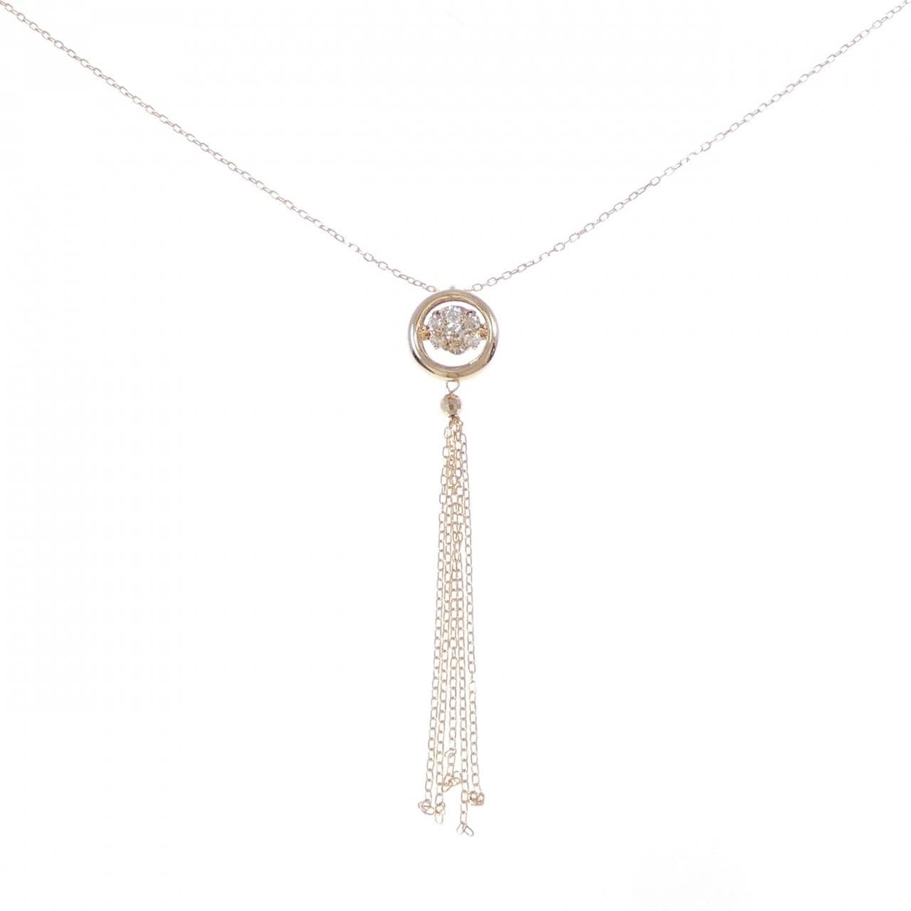 K18PG フラワー ダイヤモンド ネックレス 0.30CT