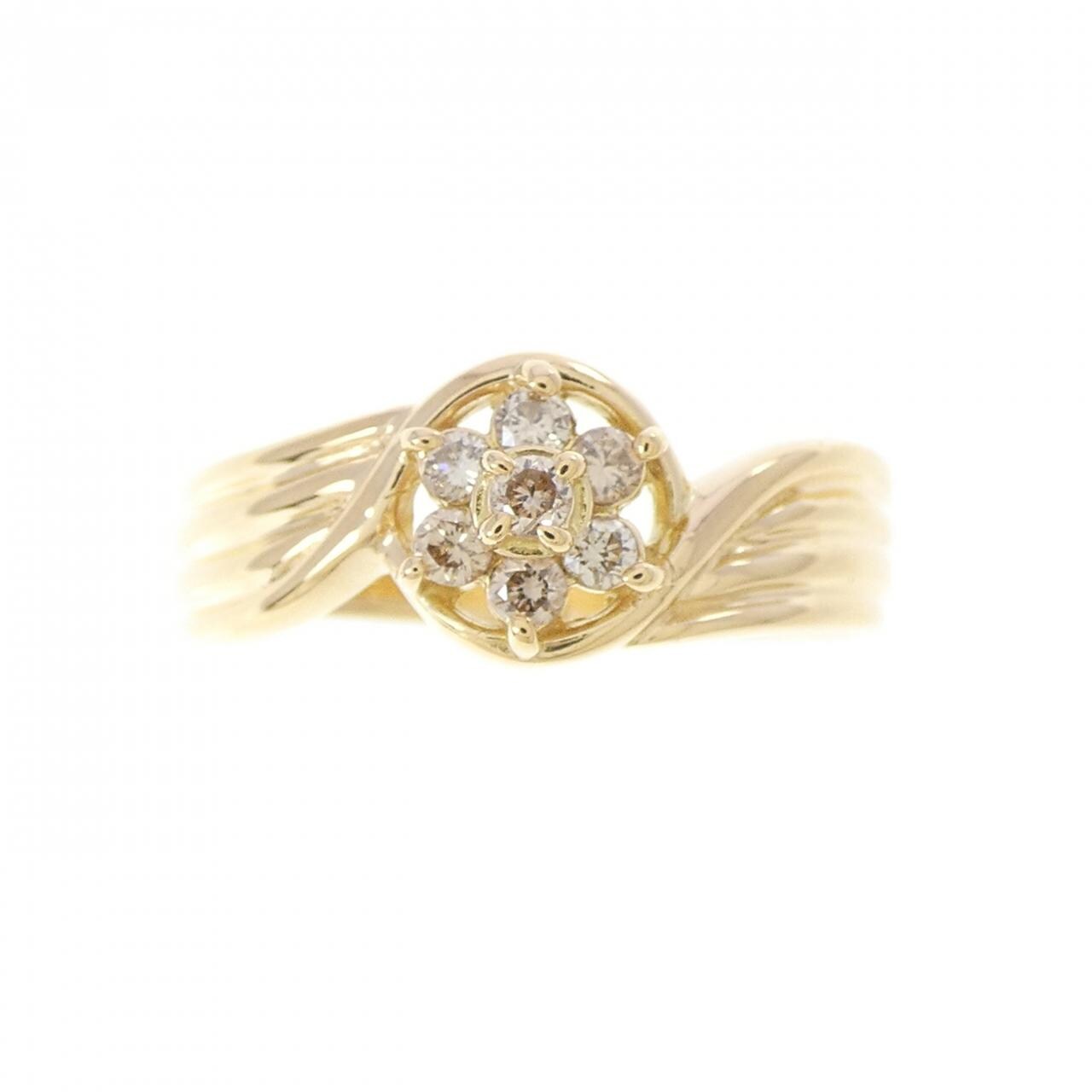 K18YG フラワー ダイヤモンド リング 0.15CT