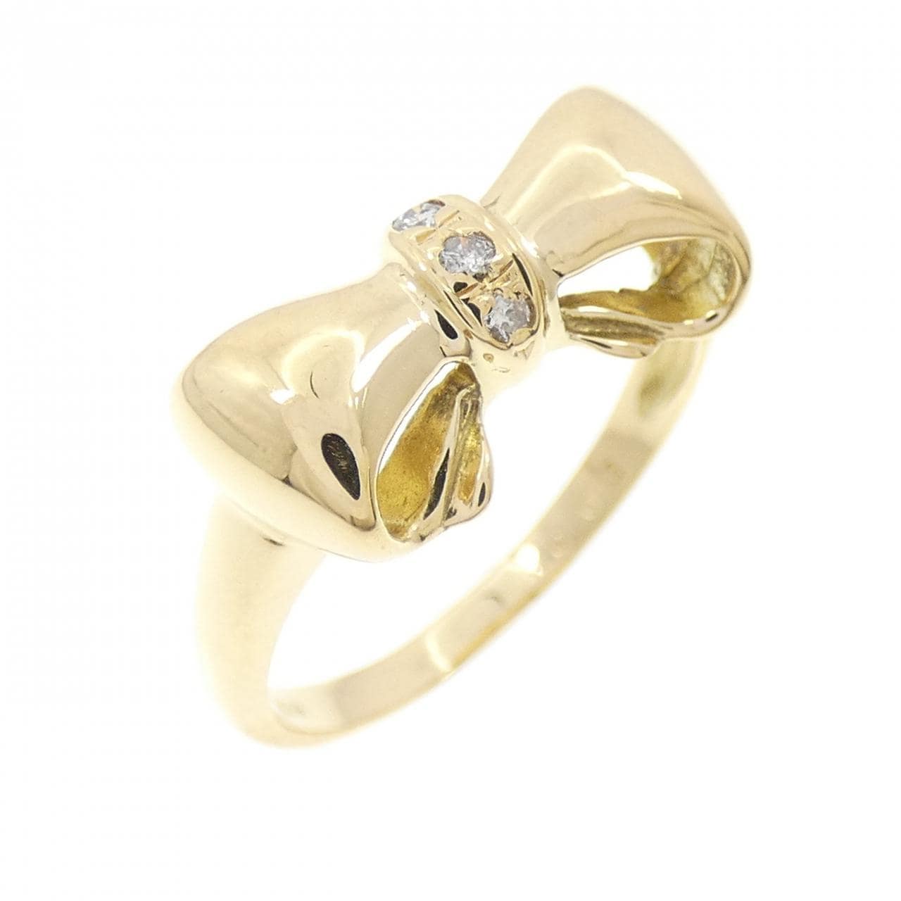 K18YG 緞帶鑽石戒指 0.03CT