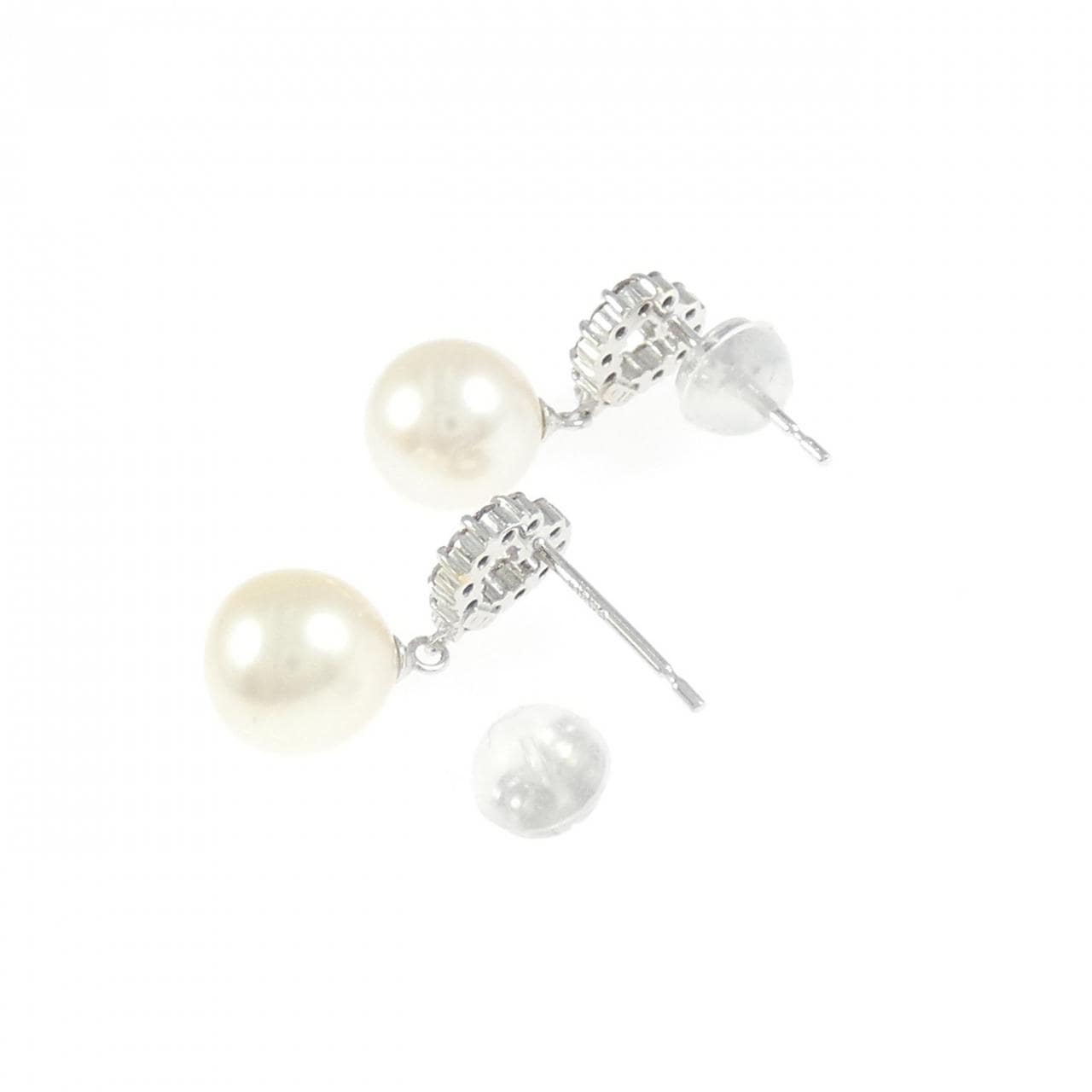 K18WG ハート アコヤパール ピアス 7.3mm