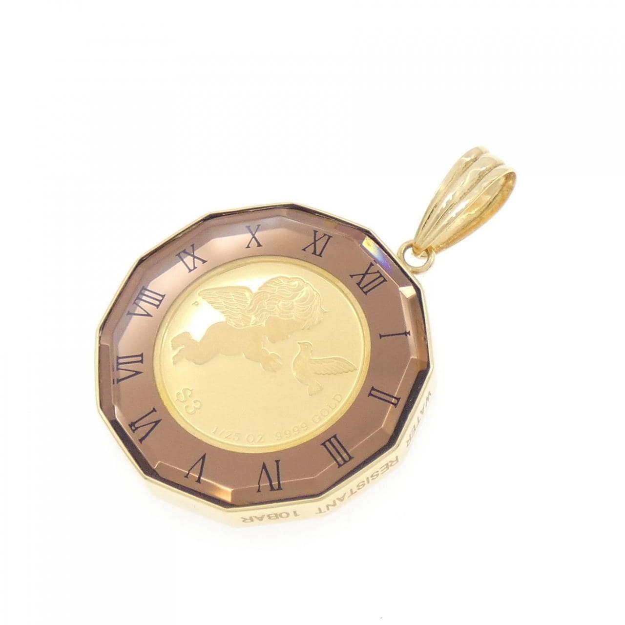 [BRAND NEW] K18YG frame coin pendant