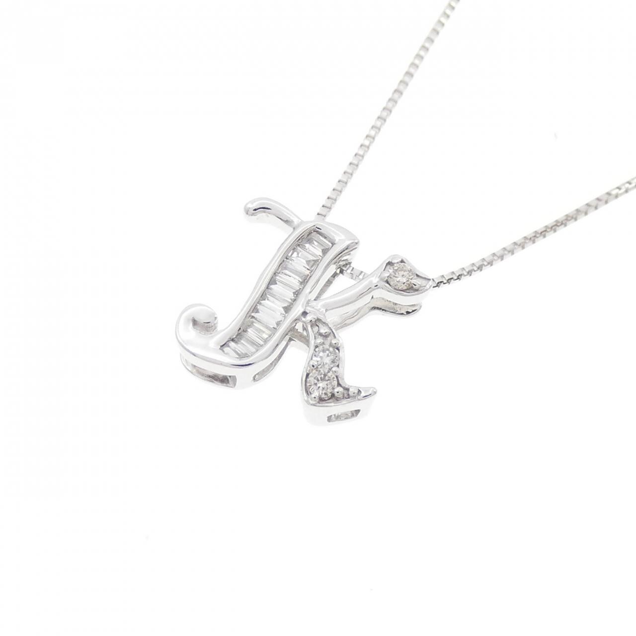 K18WG イニシャルK ダイヤモンド ネックレス 0.07CT