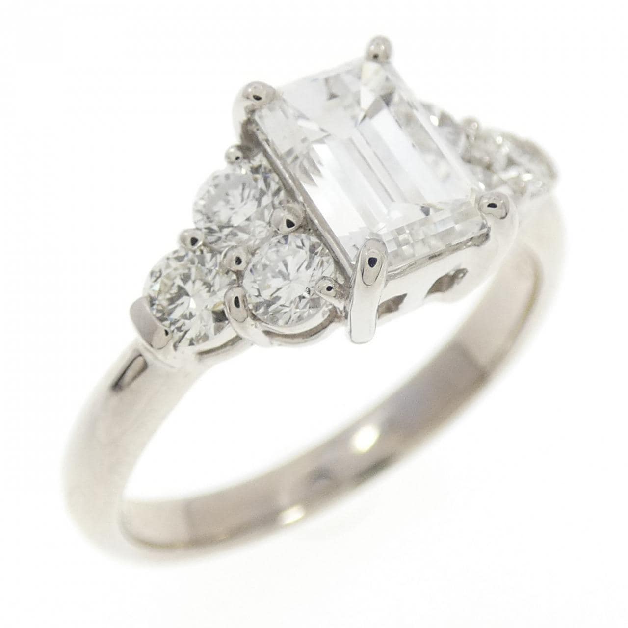 【リメイク】PT900 ダイヤモンド リング 1.024CT G VS1 エメラルドカット