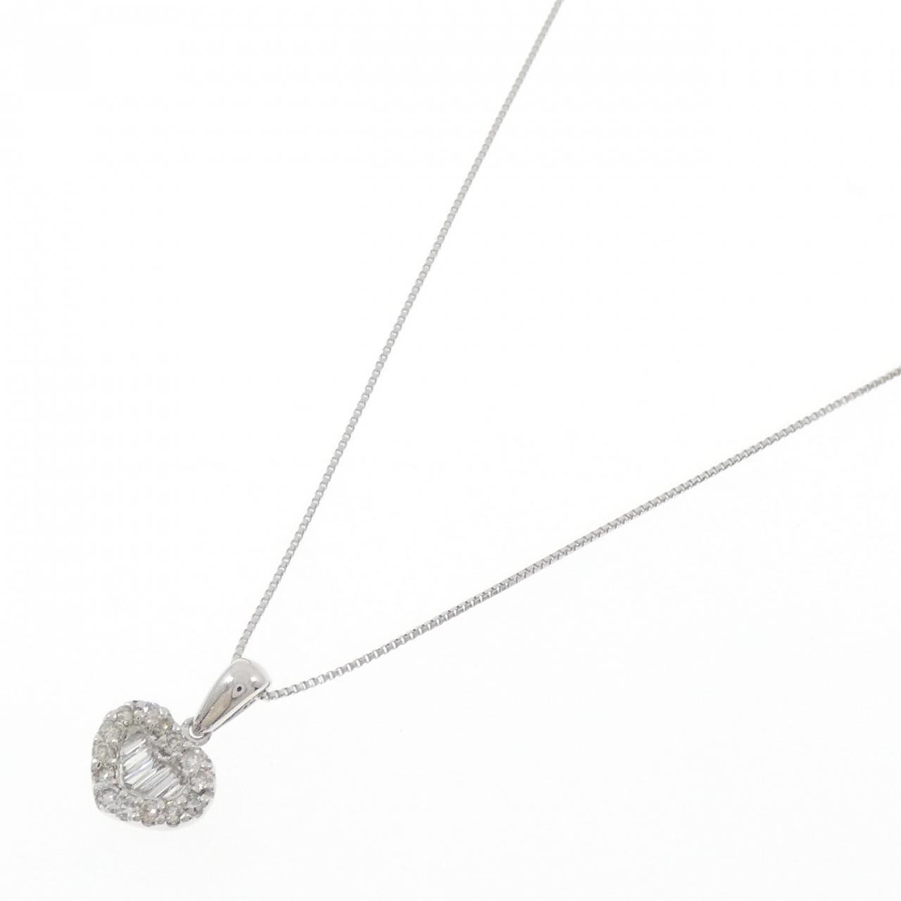 K18WG ハート ダイヤモンド ネックレス 0.13CT