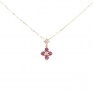 K18YG フラワー ルビー ネックレス 0.40CT