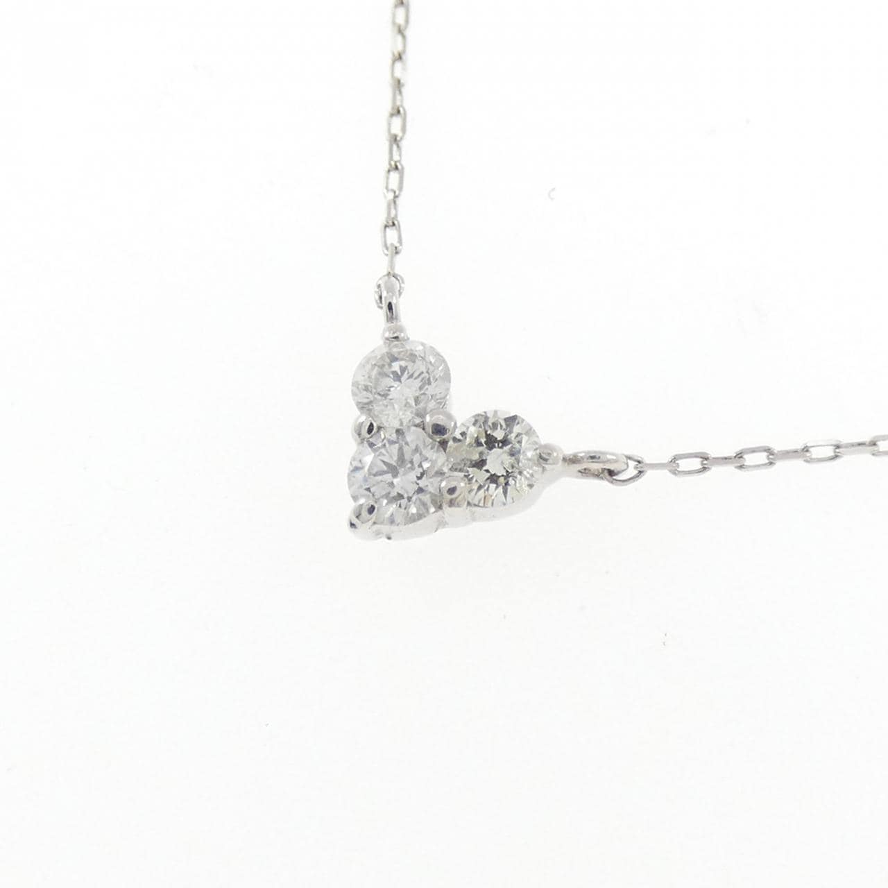 K18WG ハート ダイヤモンド ネックレス 0.15CT