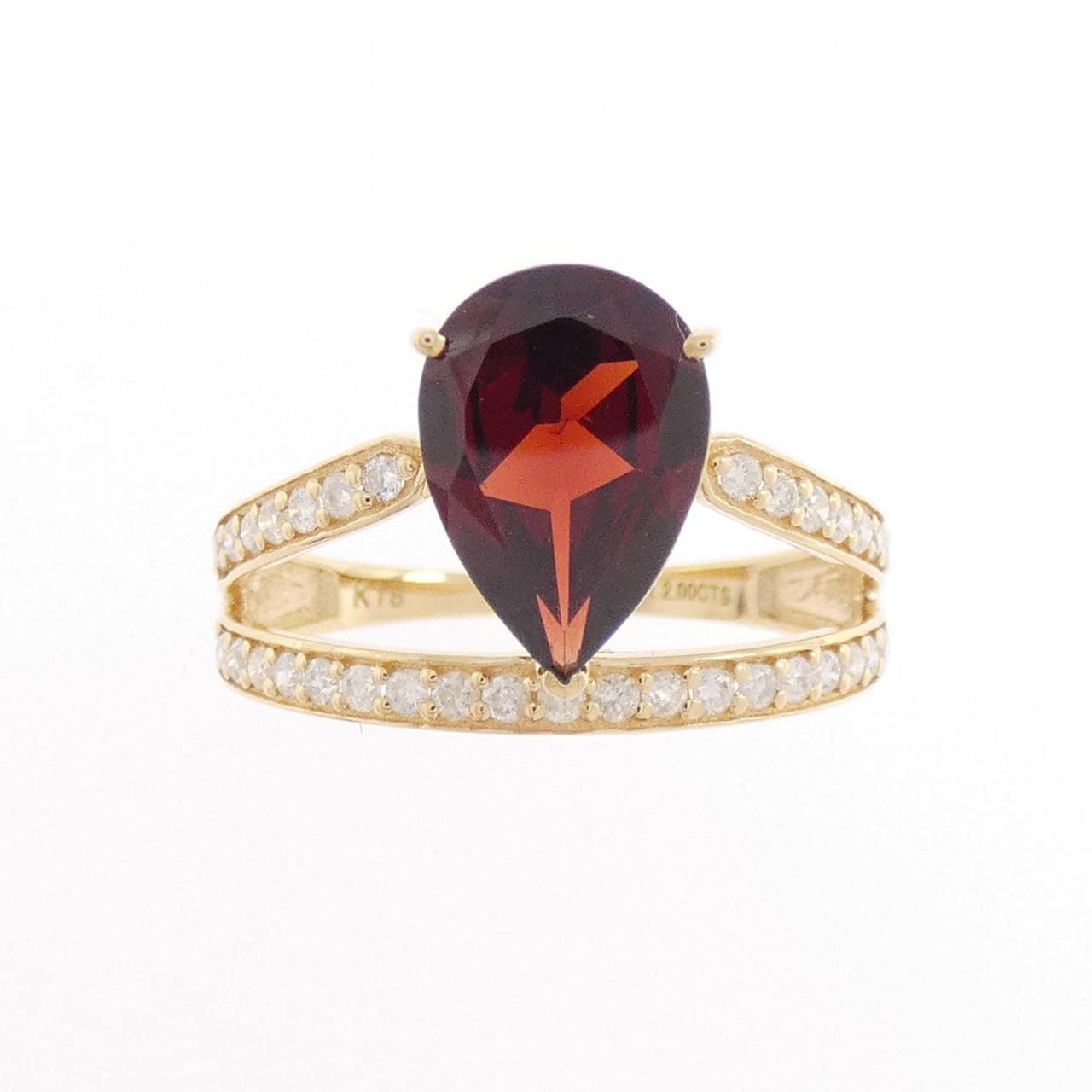 K18YG ガーネット リング 2.00CT
