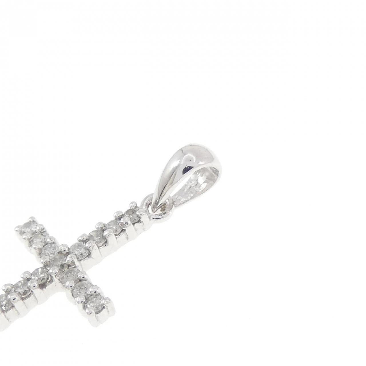 K18WG クロス ダイヤモンド ペンダント 0.20CT
