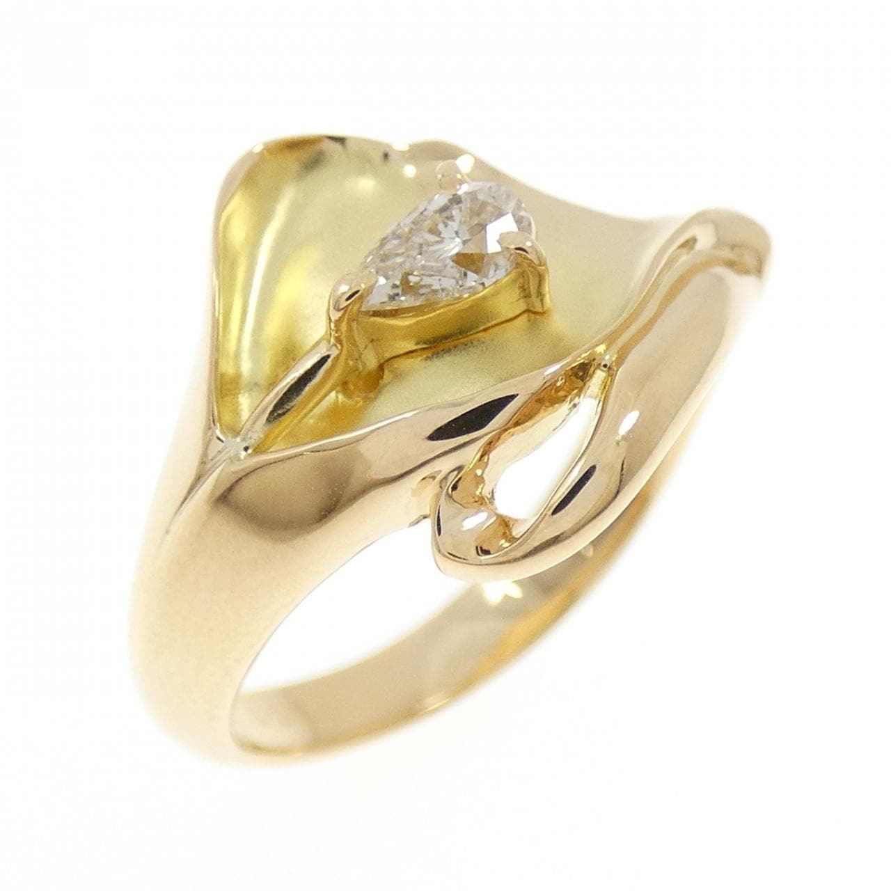 K18YG フラワー ダイヤモンド リング 0.22CT