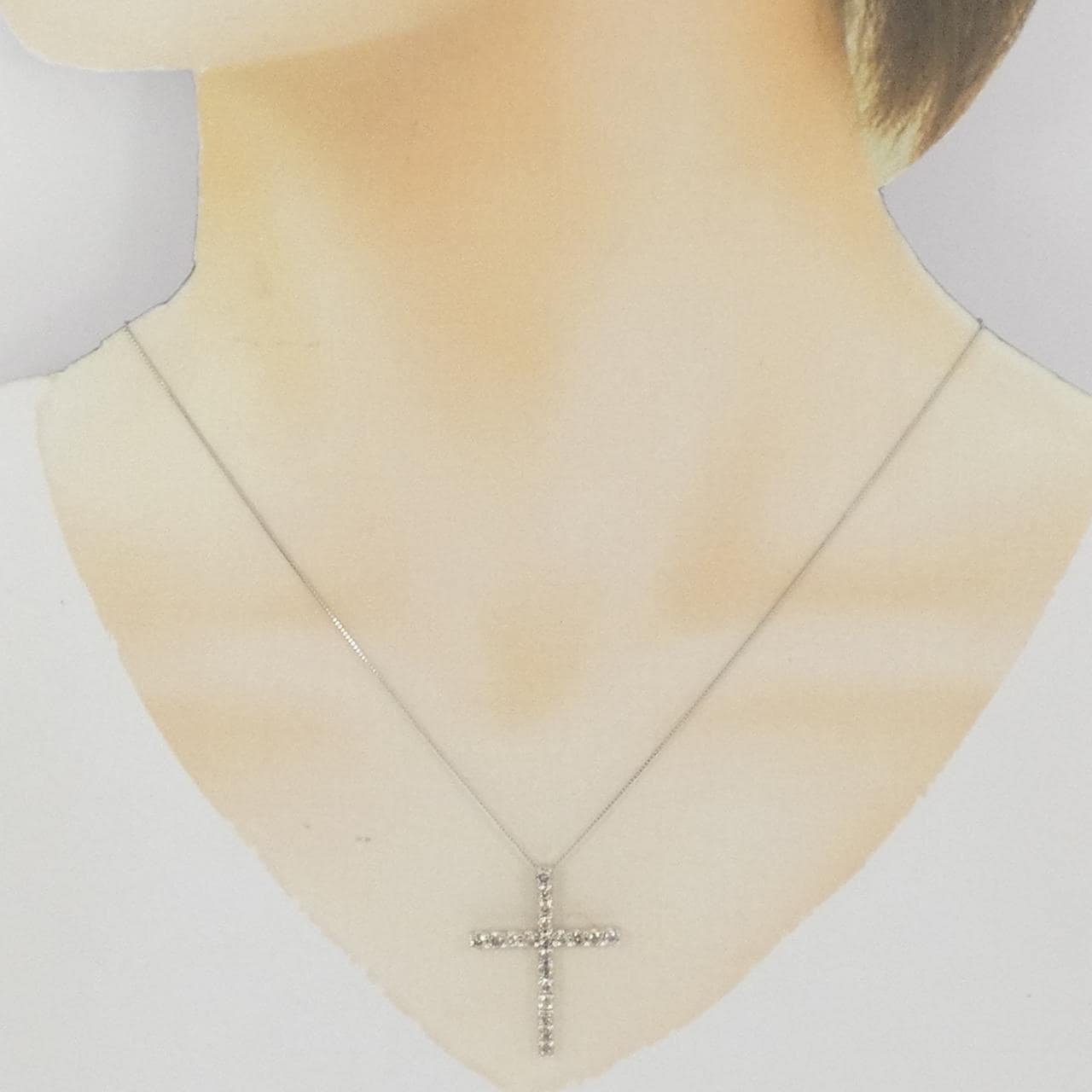 K14WG/K18WG クロス ダイヤモンド ネックレス 1.00CT