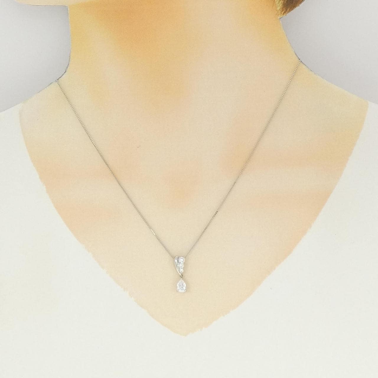 PT900/PT850 ダイヤモンド ネックレス 0.509CT D SI1 ペアシェイプ