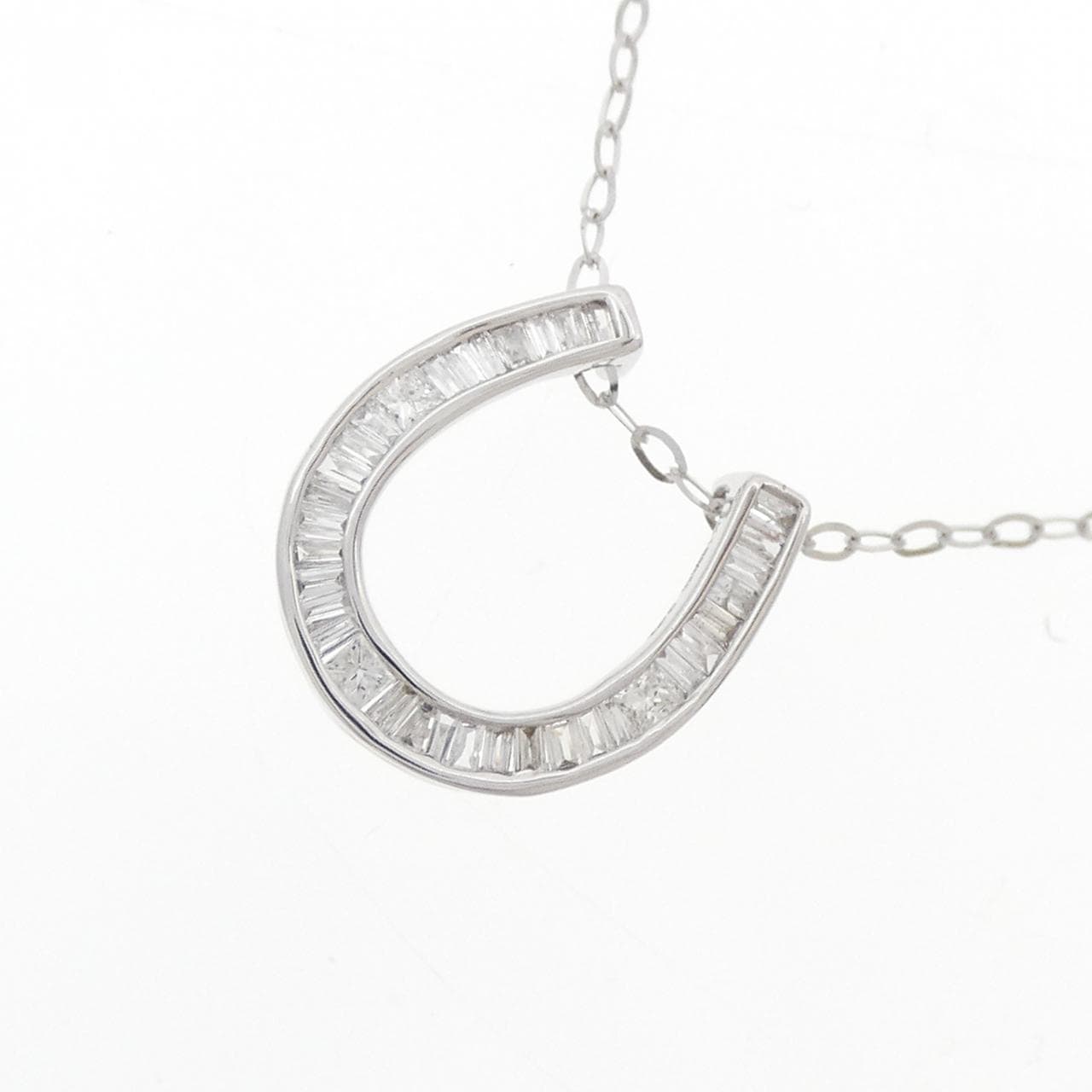 K18WG ホースシュー ダイヤモンド ネックレス 0.20CT